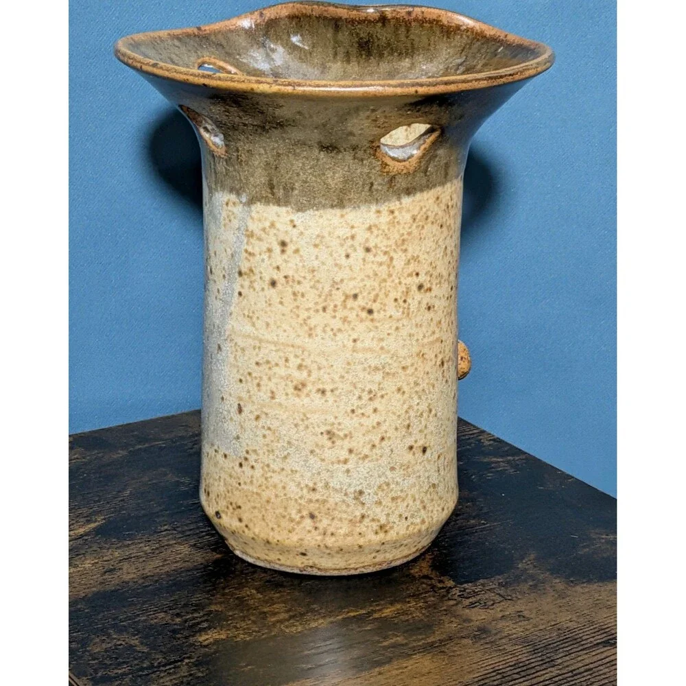 Vtg Baalbergen Pottery Ugly Funny Face Pottery Cowboy Hanging Vase Holder Marked